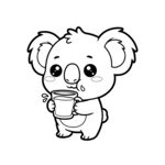 卡通考拉喝饮品