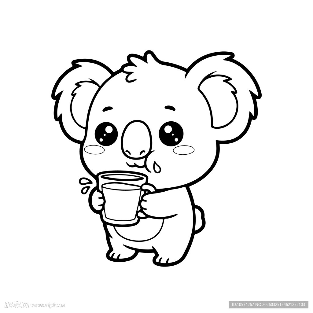 卡通考拉喝饮品