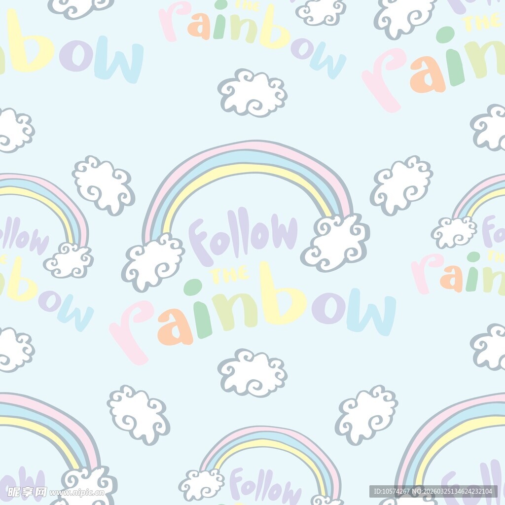 彩虹云朵图案背景