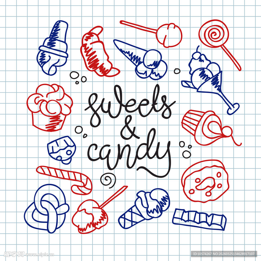 手绘甜蜜糖果图案集合