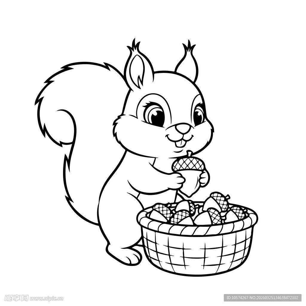 松鼠抱篮准备享用美食