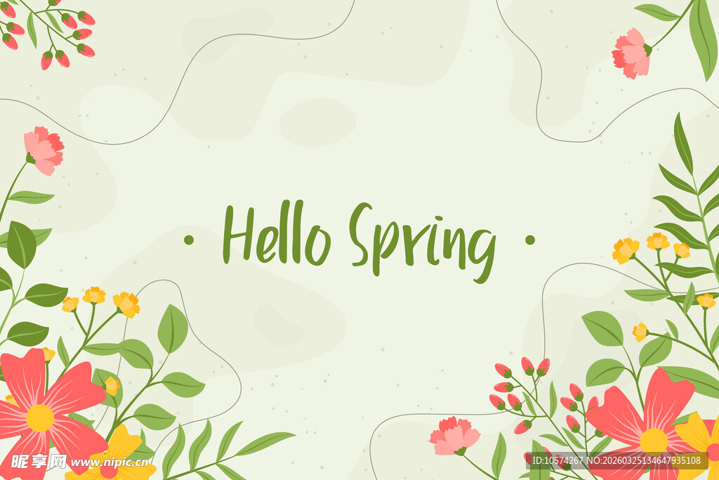 你好春天花卉装饰图