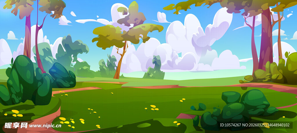 梦幻森林草地风景图