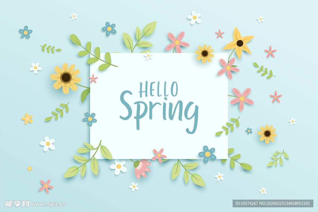 你好春天花卉装饰图