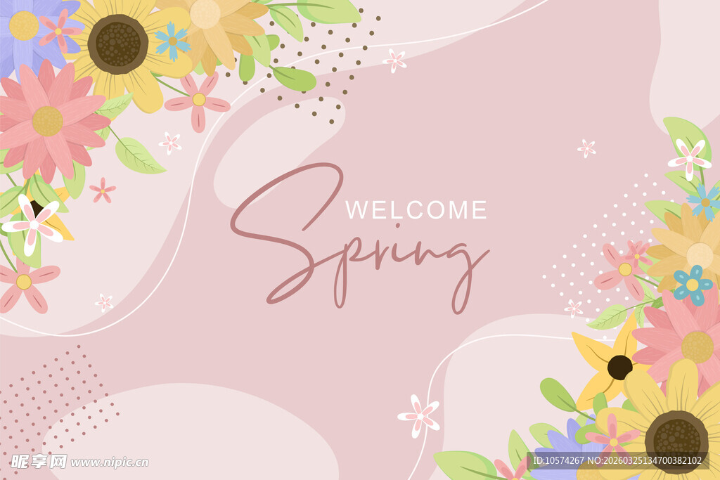 春日花卉背景图