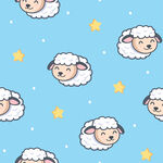 可爱绵羊星星蓝色背景图