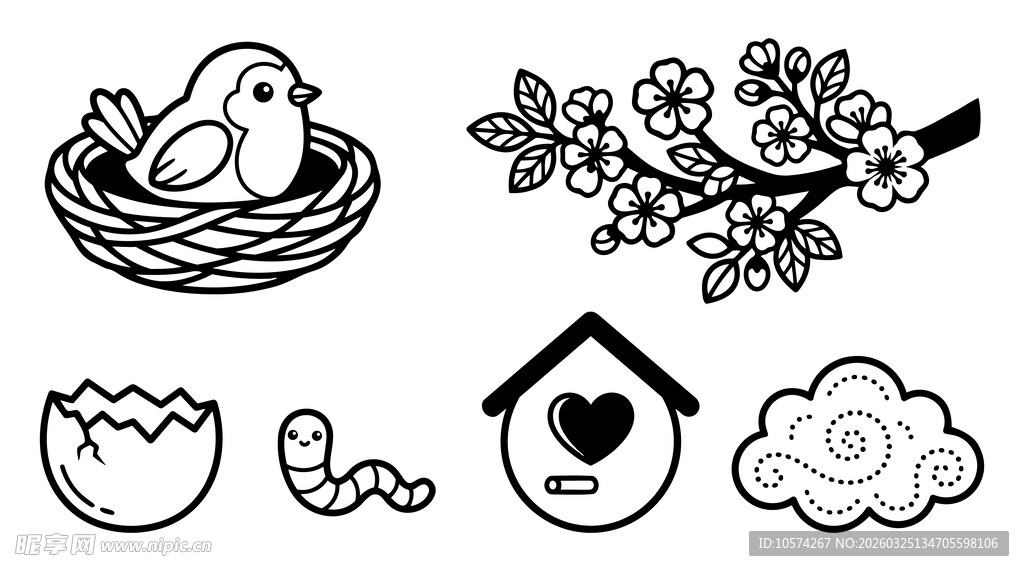 春日萌趣动物花卉元素集