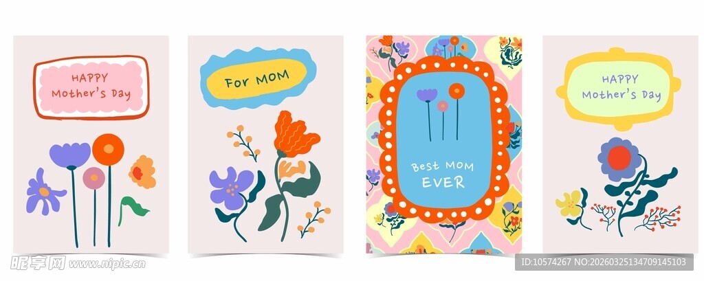 多彩手绘装饰画设计素材