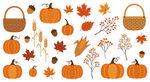 秋季南瓜与落叶装饰元素