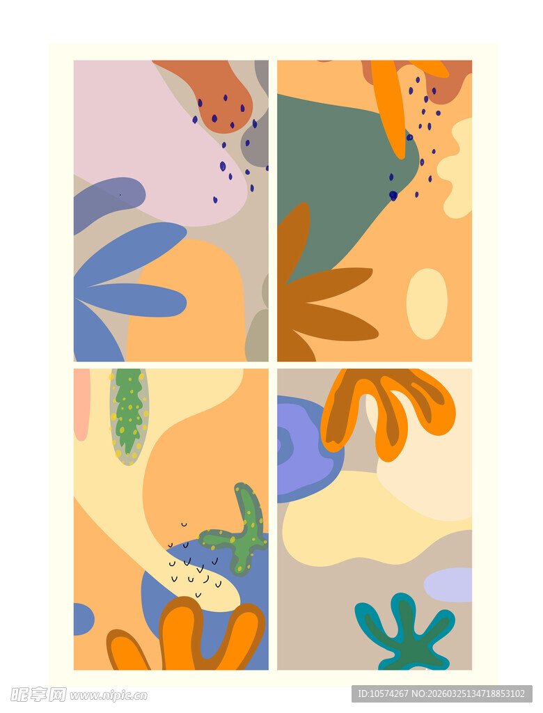 多彩植物图案插画