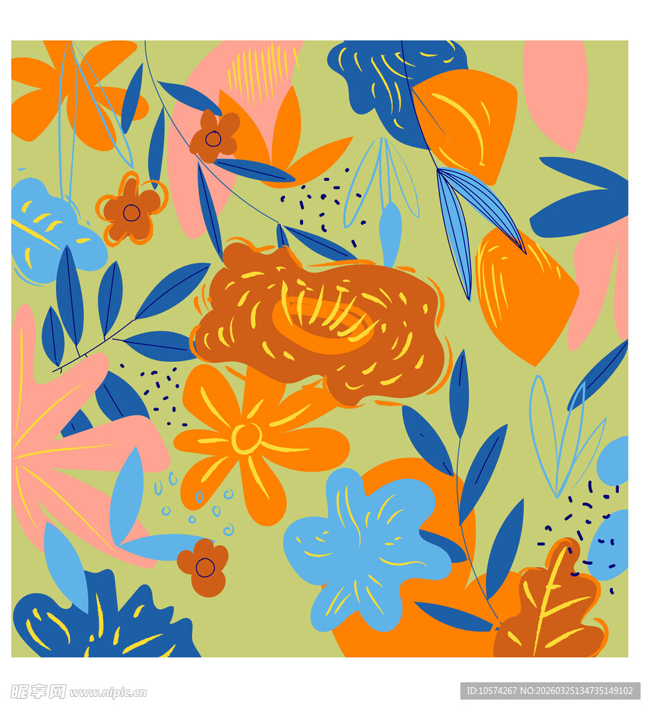 多彩花卉图案背景设计