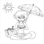 女孩沙滩休闲时光