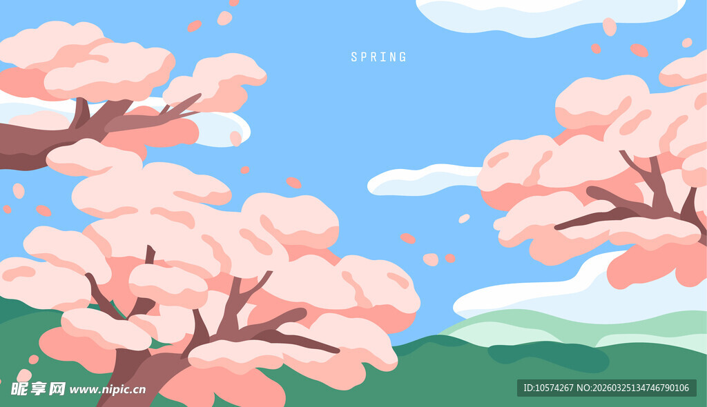 春日烂漫樱花树景