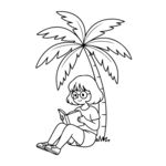 树下读书的孩子