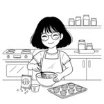 女孩厨房专注烘焙时刻