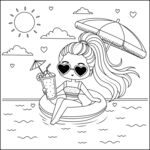 女孩夏日泳池惬意时光