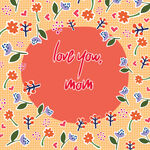 爱你  妈妈花卉主题插画