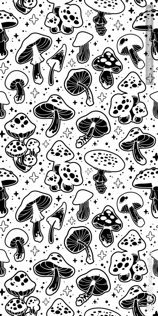 黑白蘑菇图案纹理背景