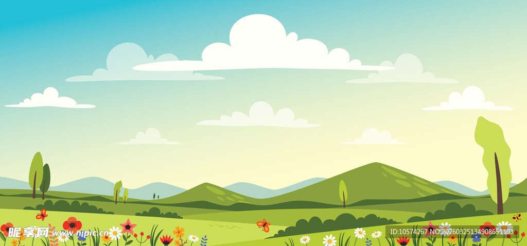 田园风光的美丽自然景色