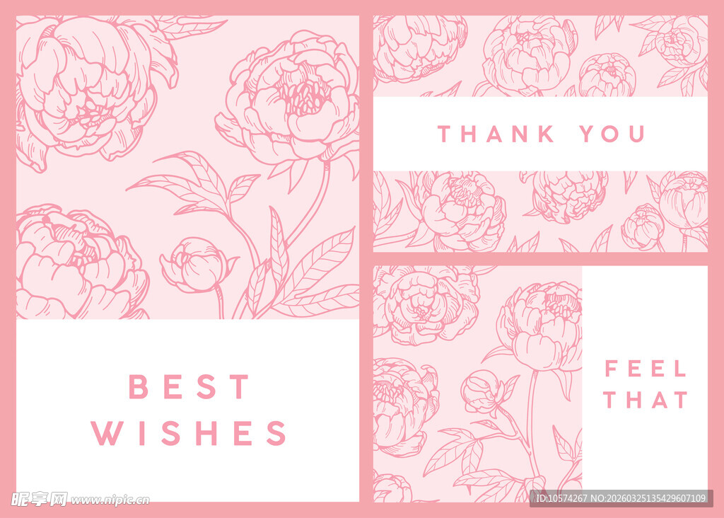 粉色花卉祝福卡片设计