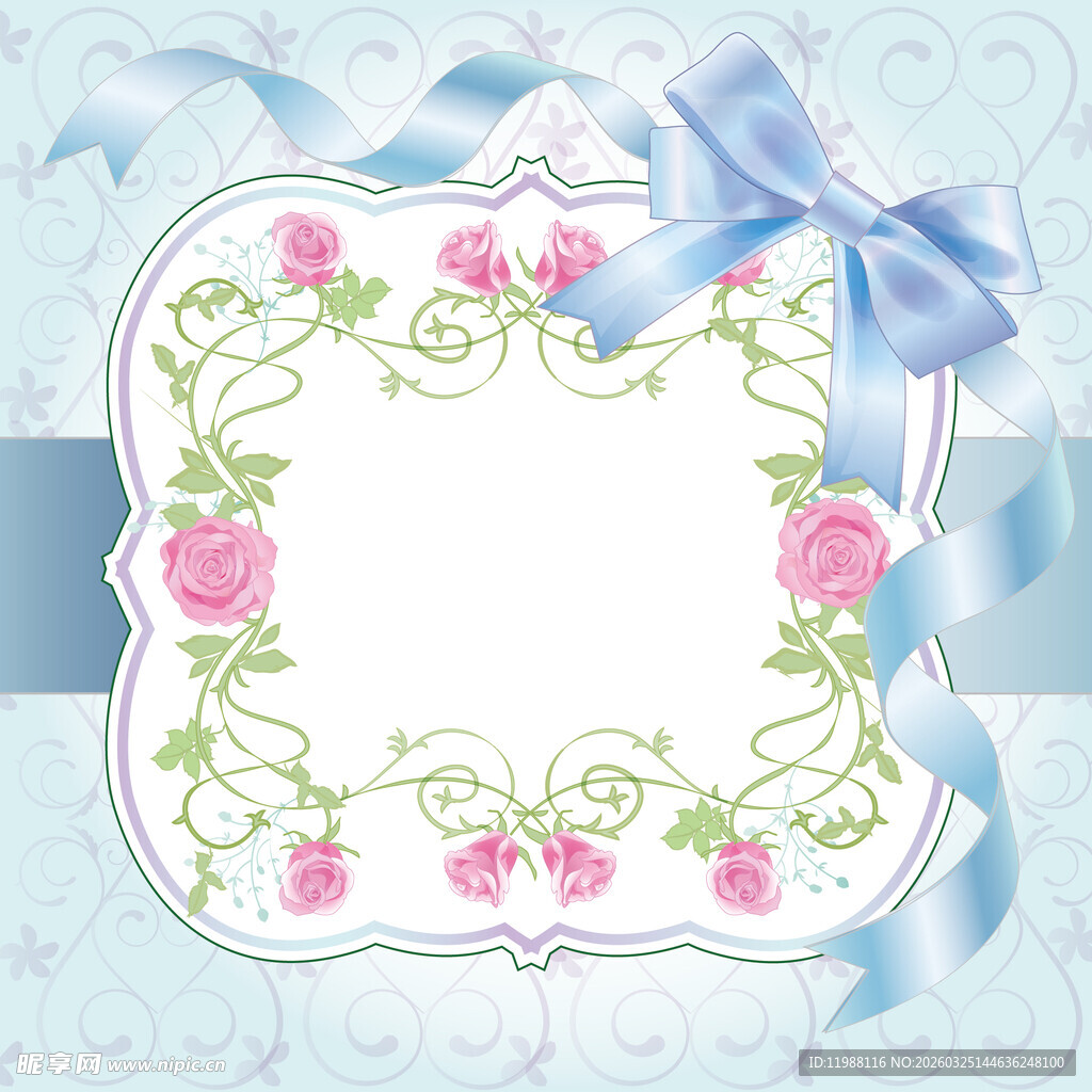 玫瑰蝴蝶结边框