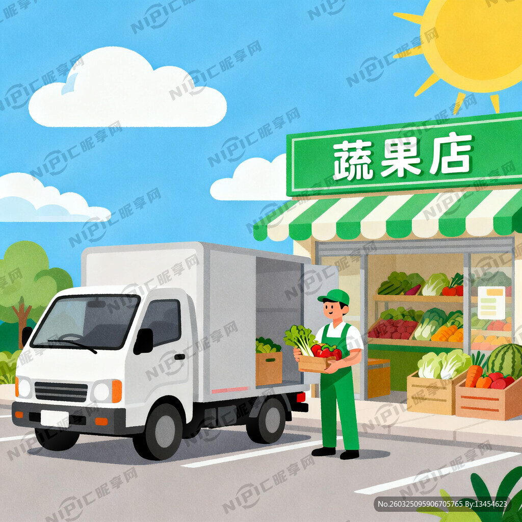 物流配送图片 有货车、配送人员