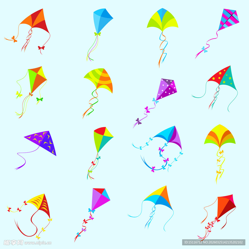 多彩风筝在空中飞舞