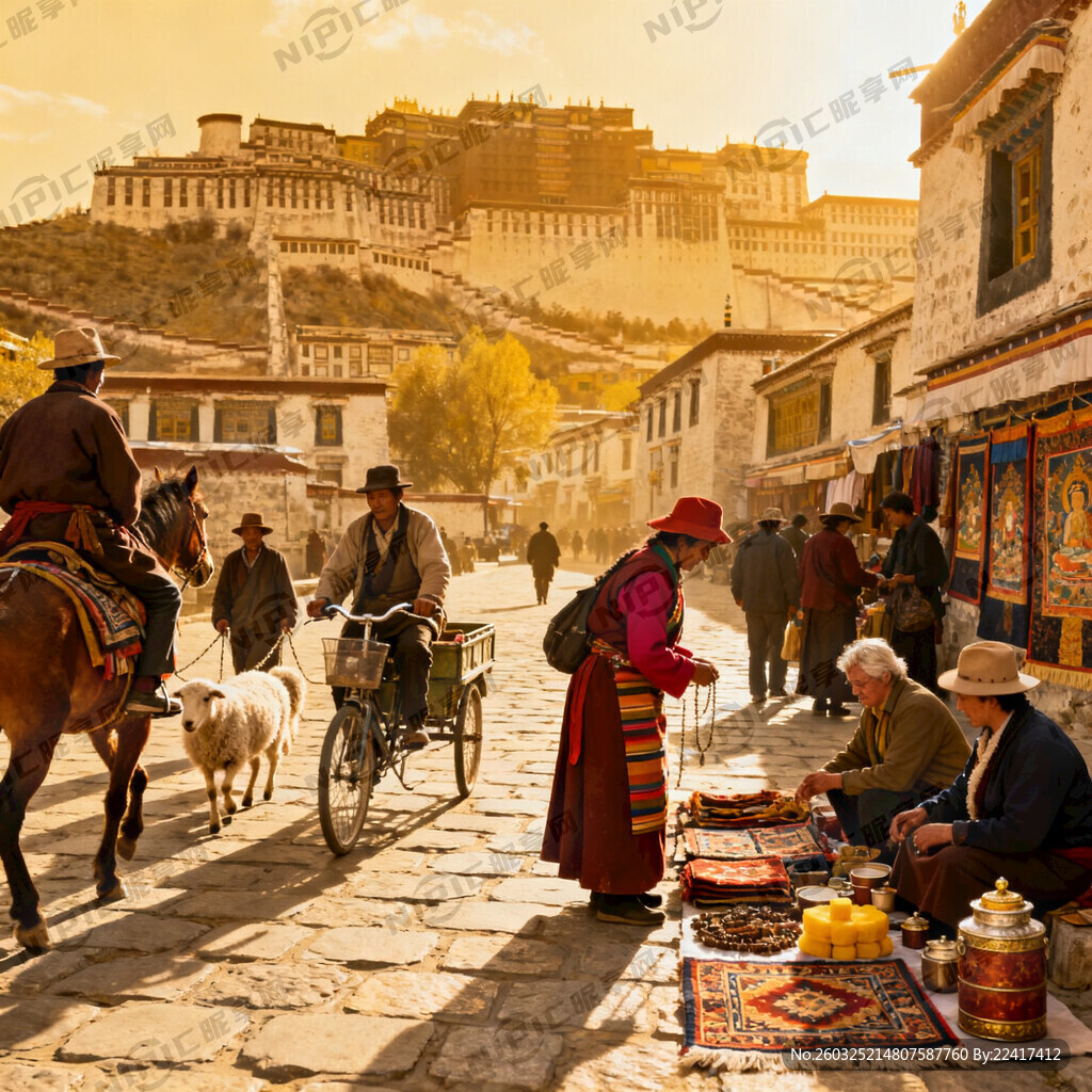 画一幅上千年历史的古老拉萨成景