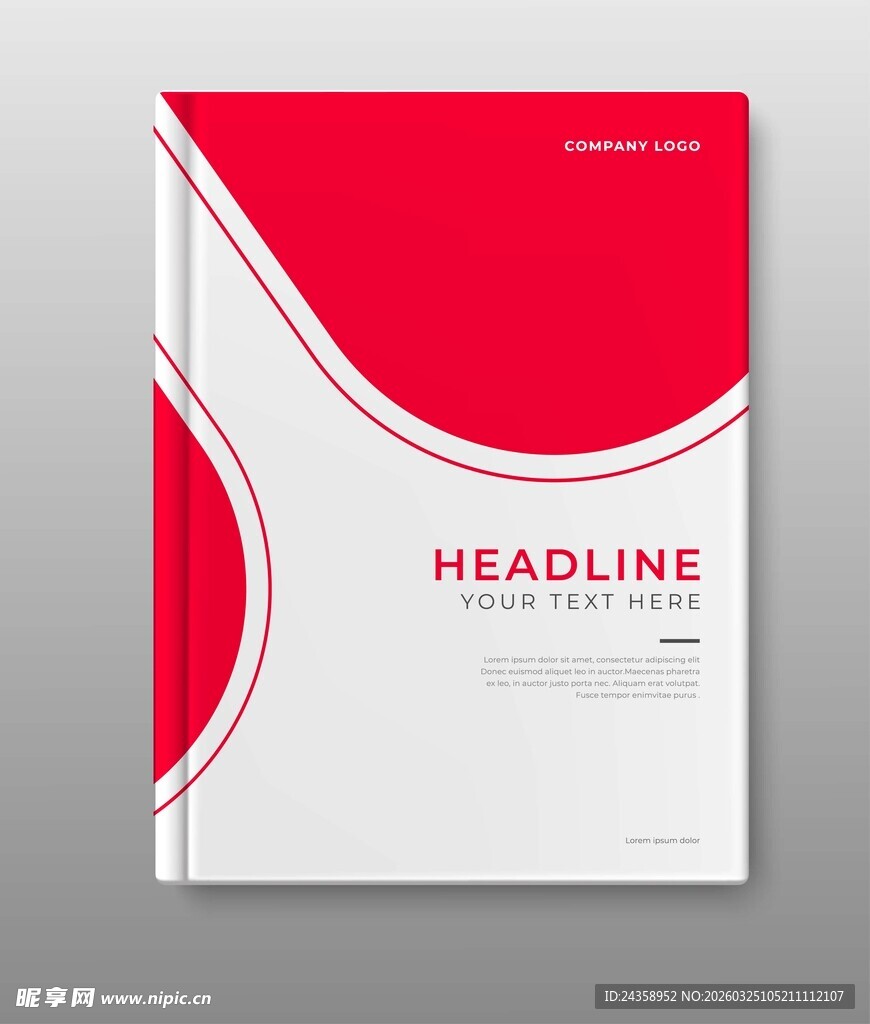红白简约风封面设计模板