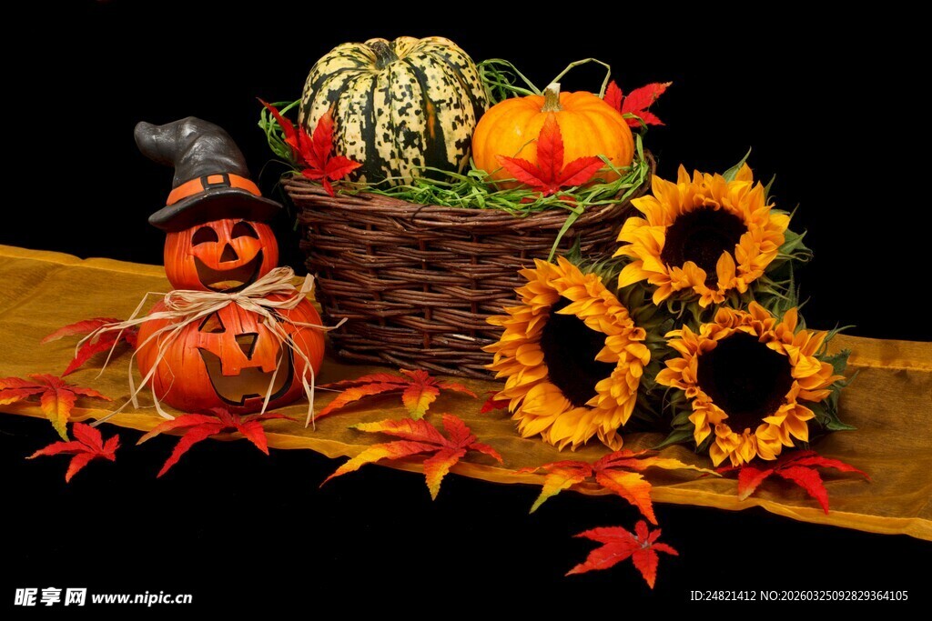 秋日南瓜向日葵装饰摆件