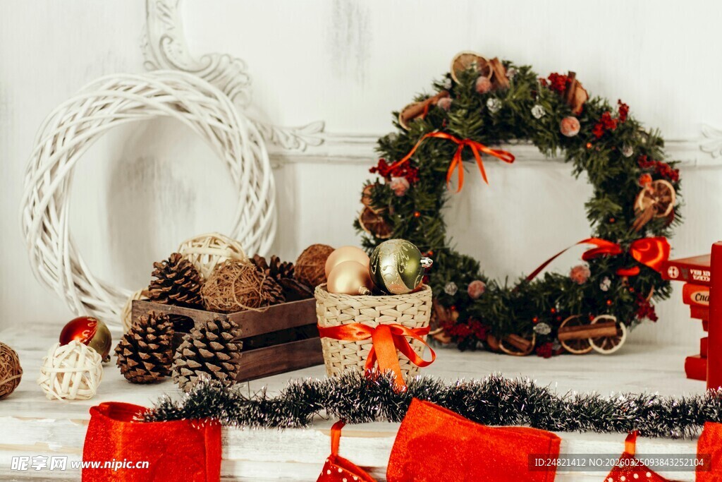 圣诞壁炉装饰布置场景