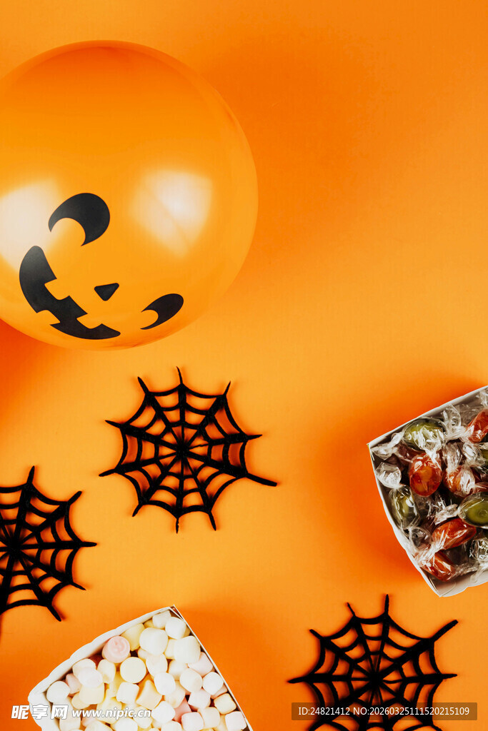 万圣节装饰与美味糖果