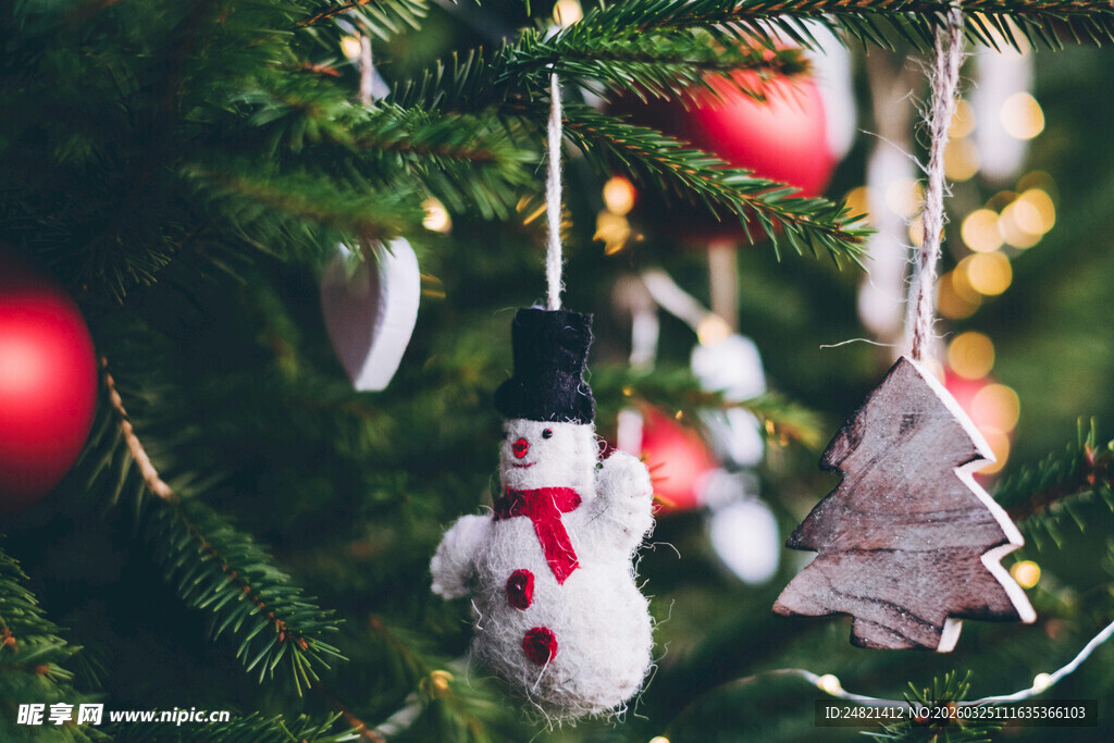 圣诞树上的可爱装饰