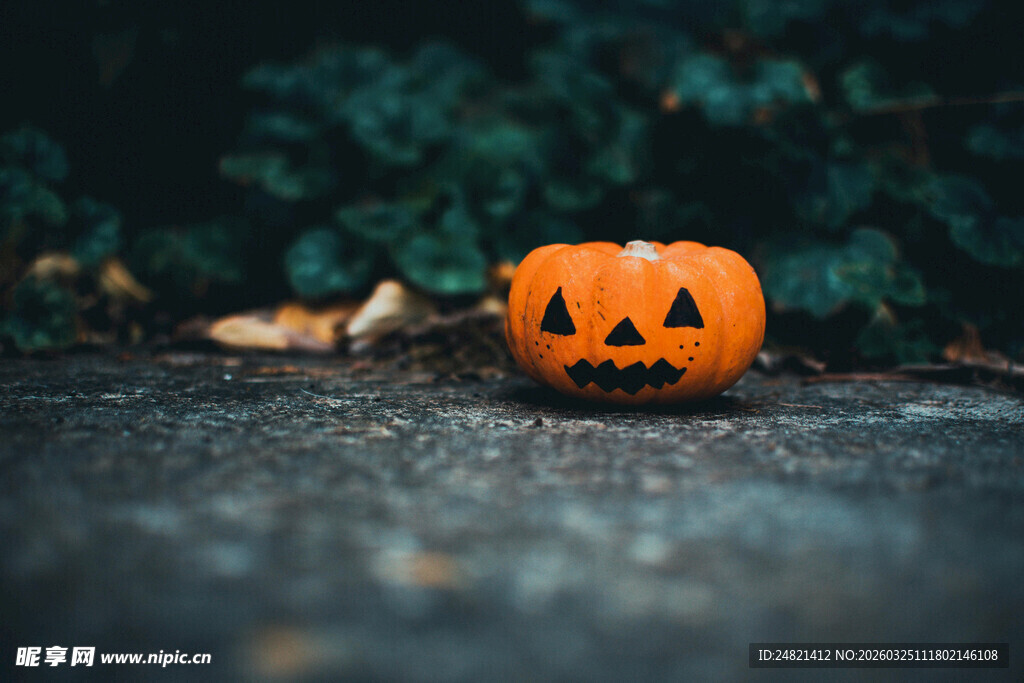 路边的万圣节南瓜灯