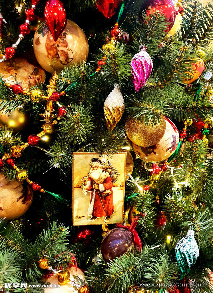 圣诞树上的多彩装饰