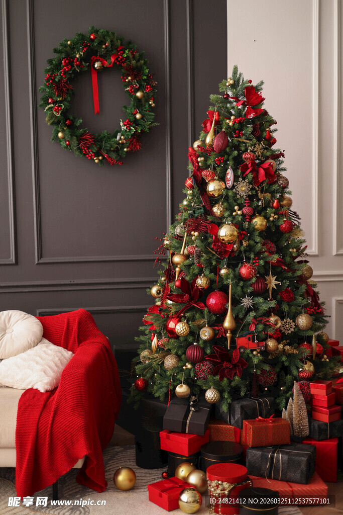 温馨圣诞室内装饰场景