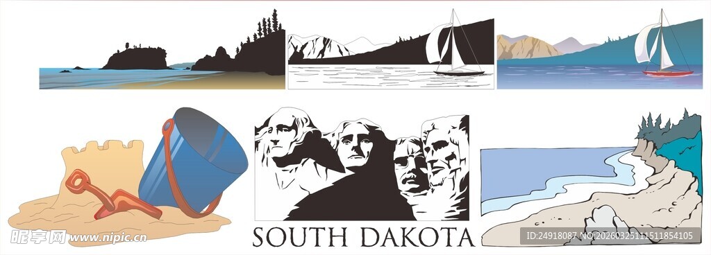 南非海岸线风光插画