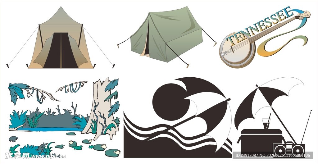 多样户外露营装备展示