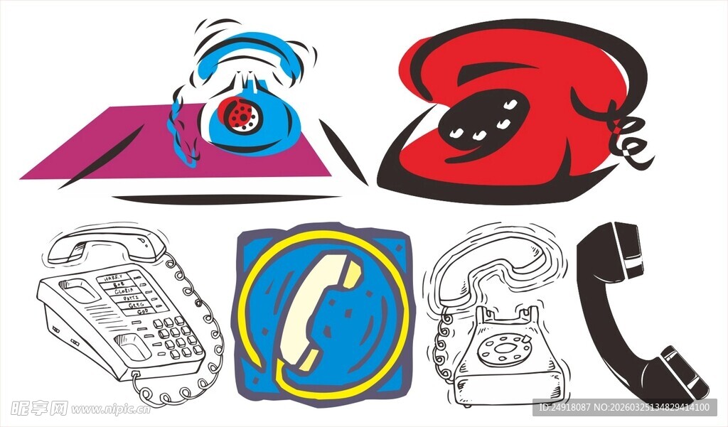 复古电话及相关图案元素