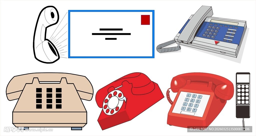 复古电话机与通信物件