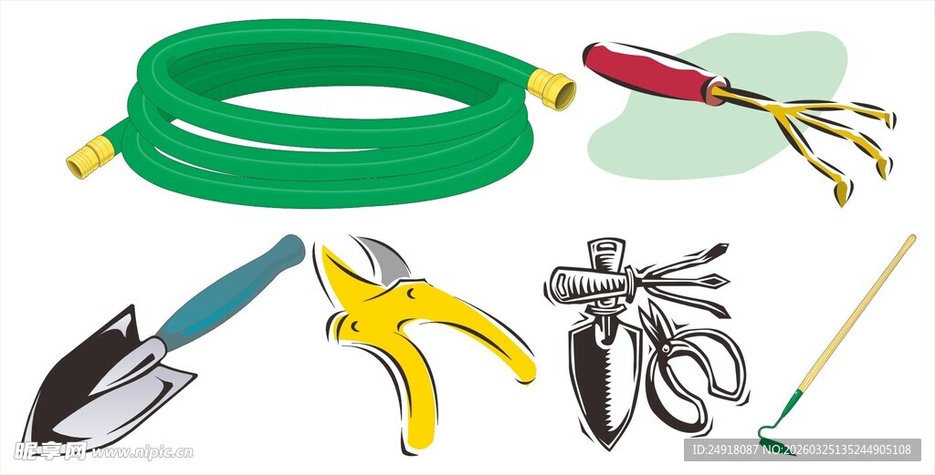 园艺工具组合展示