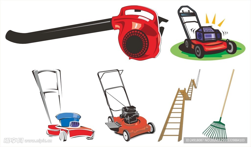 多样清洁与园艺工具展示