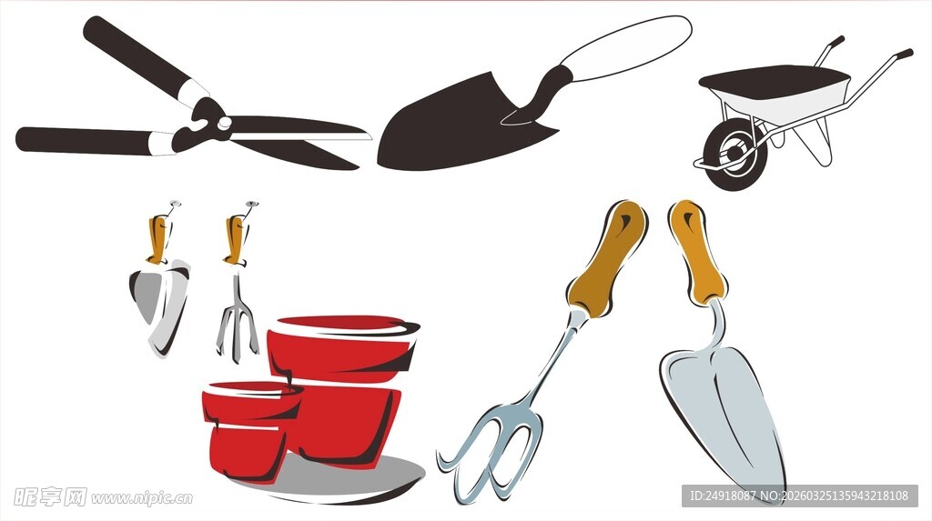 多样园艺工具展示