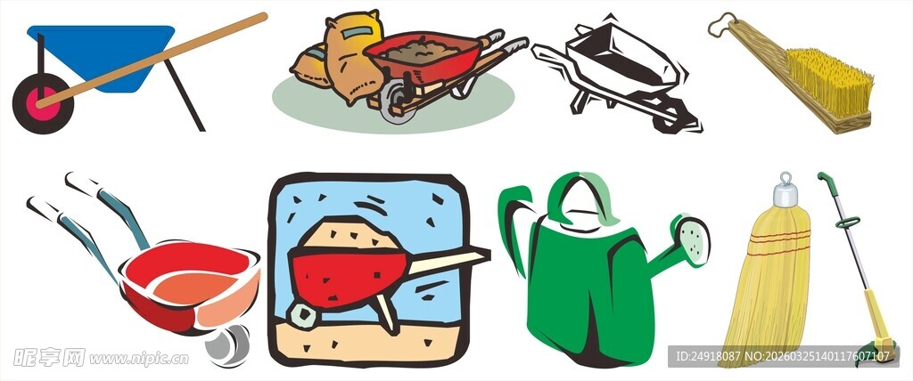 多样园艺工具展示