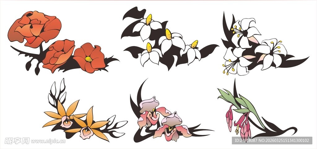 手绘精美花卉图案集合