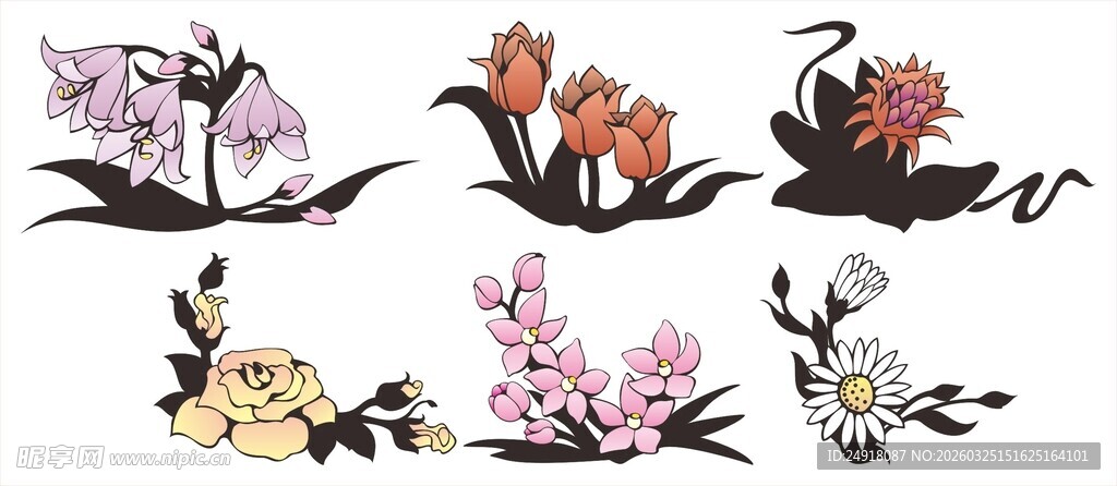 精美花卉蝴蝶装饰图案