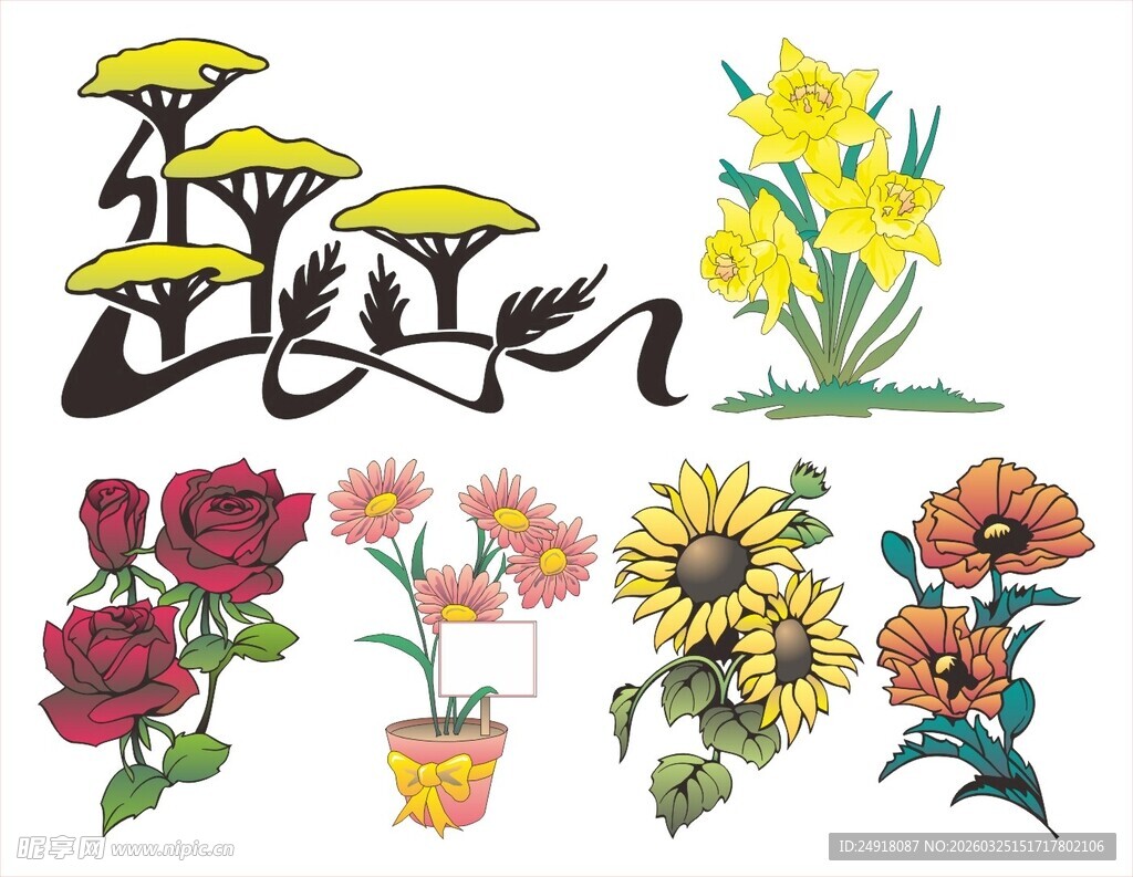 多彩花卉插画图案集