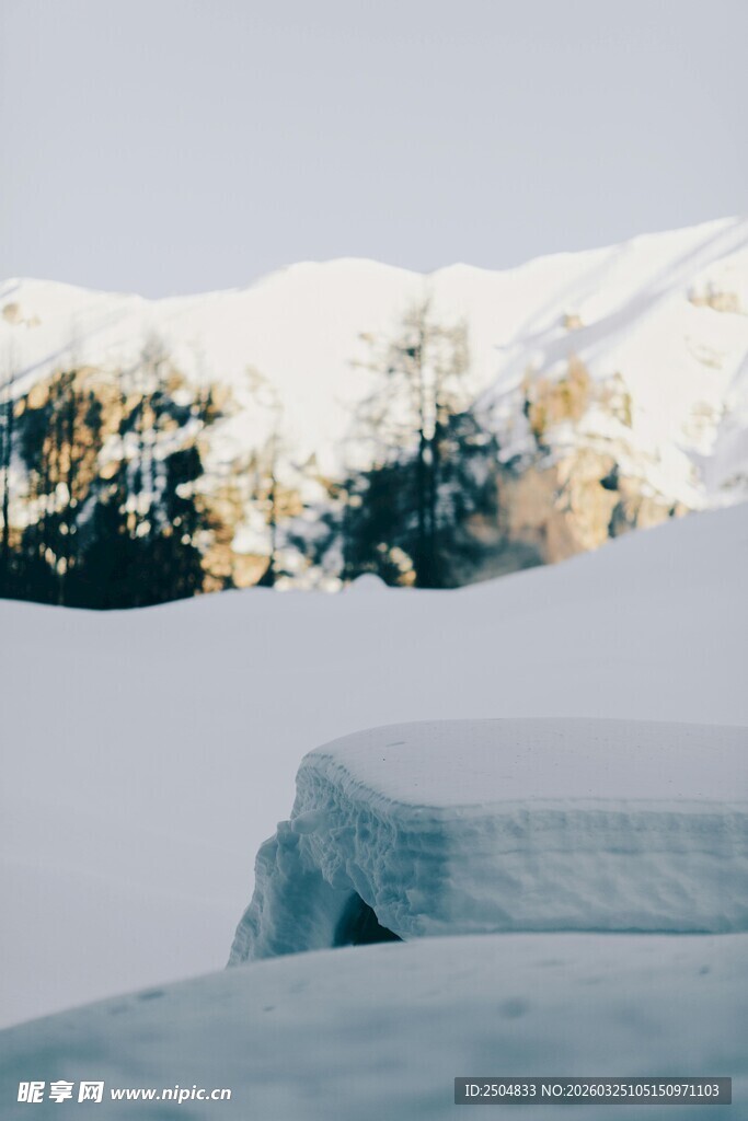 冬日雪景中的宁静冰面