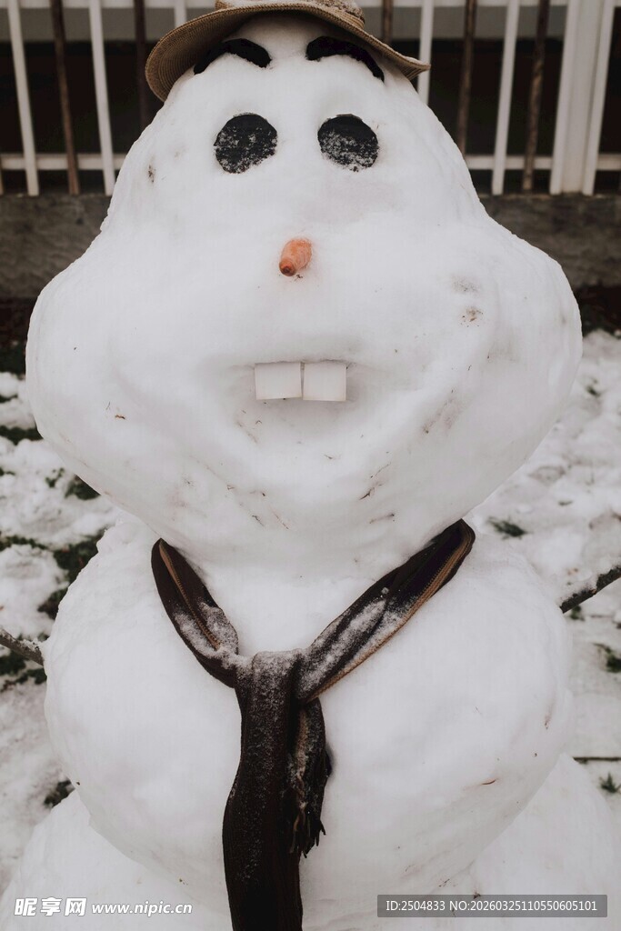 可爱雪人系着领带
