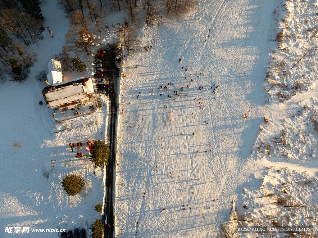 冬日雪地中的建筑景观